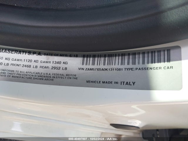 ZAM57XSA0K1311081 Maserati Ghibli