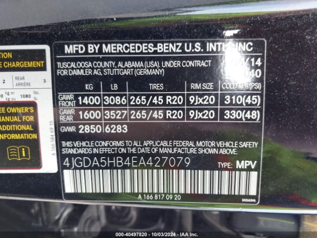 4JGDA5HB4EA427079 Mercedes-Benz Ml 350 4matic