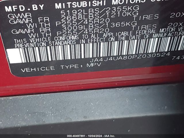 JA4J4UA80PZ030524 Mitsubishi Outlander Ralliart /se 2.5 /se Black Edition /se Special Editiont