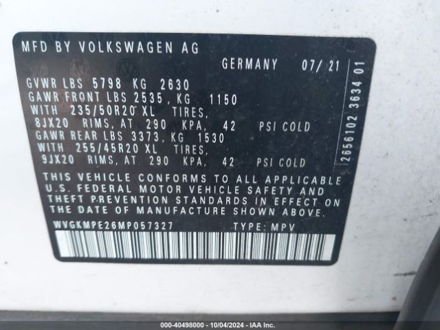 WVGKMPE26MP057327 Volkswagen ID.4 PRO S