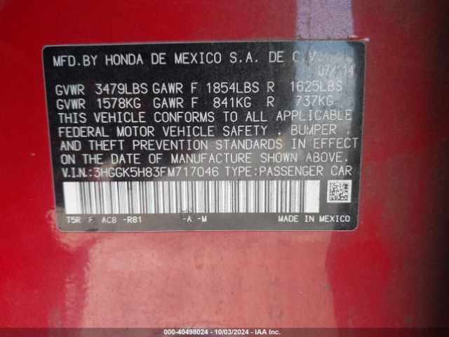 3HGGK5H83FM717046 Honda Fit Ex/ex-l