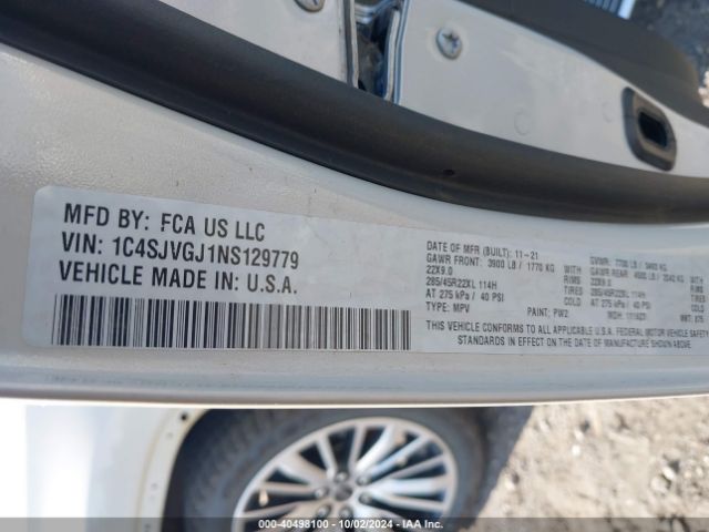 1C4SJVGJ1NS129779 Jeep Grand Wagoneer Series Iii 4x4