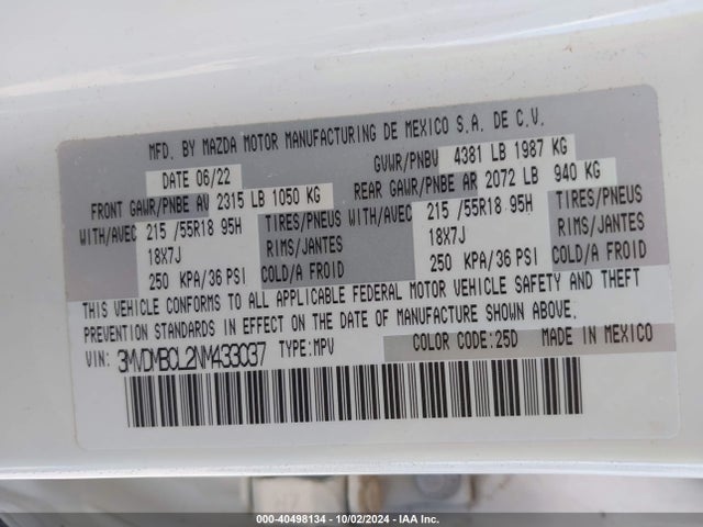 3MVDMBCL2NM433037 Mazda Cx-30 Preferred