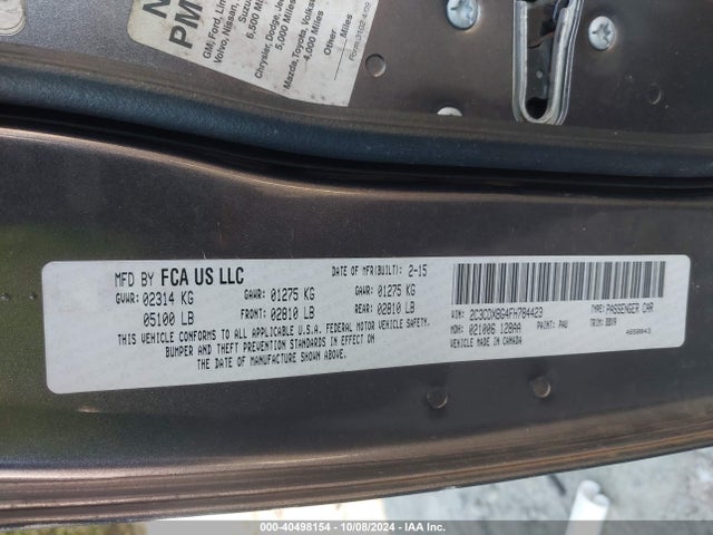 2C3CDXBG4FH784423 Dodge Charger Se