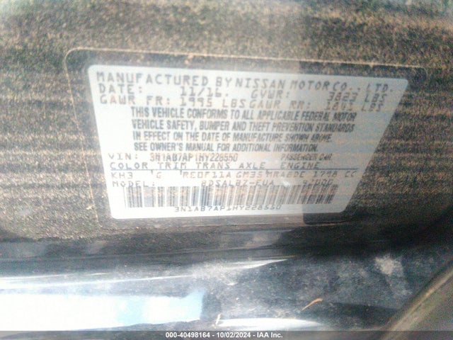 3N1AB7AP1HY228550 Nissan SENTRA S