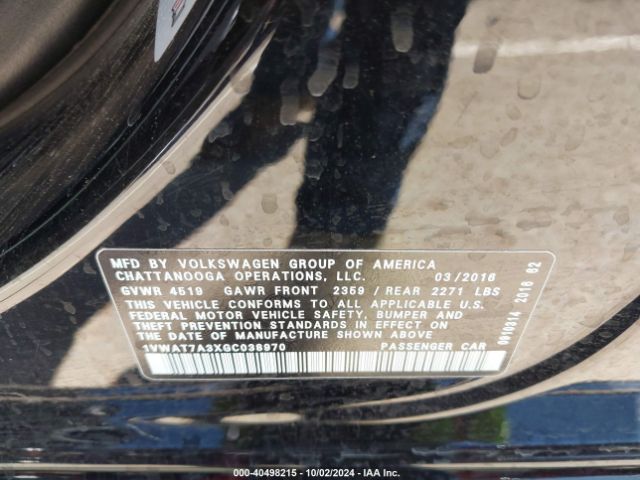 1VWAT7A3XGC038970 Volkswagen Passat 1.8t S