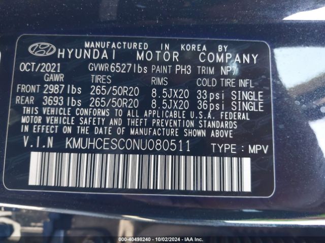 KMUHCESC0NU080511 Genesis Gv80 3.5t Awd Advanced