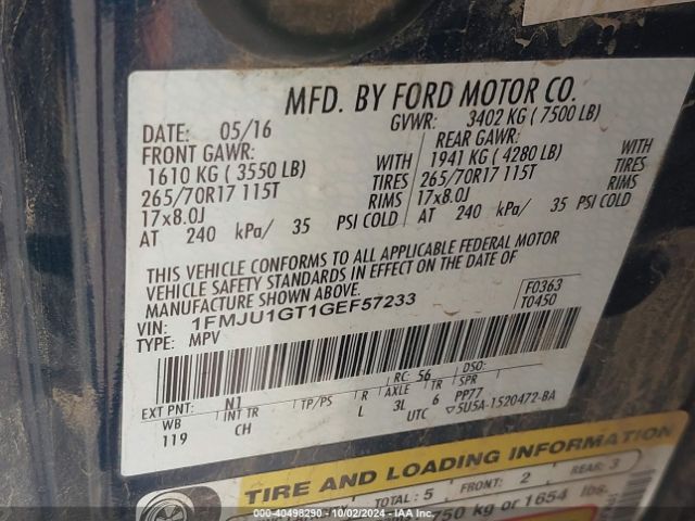1FMJU1GT1GEF57233 Ford Expedition Xl