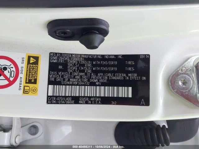 5TDYKRFH9FS044132 Toyota Highlander Limited V6