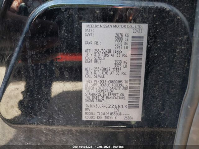 5N1DR3CC7NC226813 Nissan Pathfinder Sl 4wd