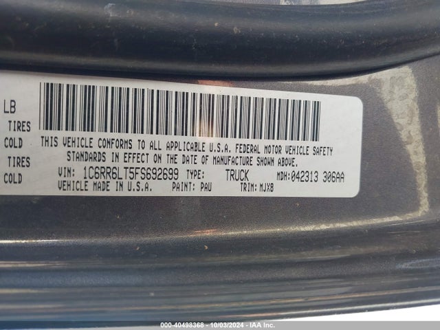 RAM 2015 2015 1C6RR6LT5FS692699 Image 9