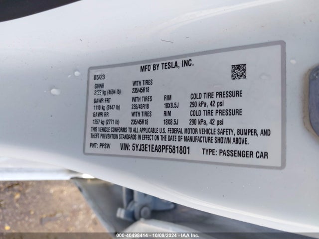 2023 TESLA MODEL 3 5YJ3E1EA8PF581801 Photo 8