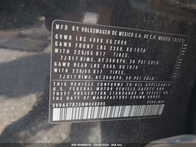 3VVAX7B25NM046095 Volkswagen Taos 1.5t S