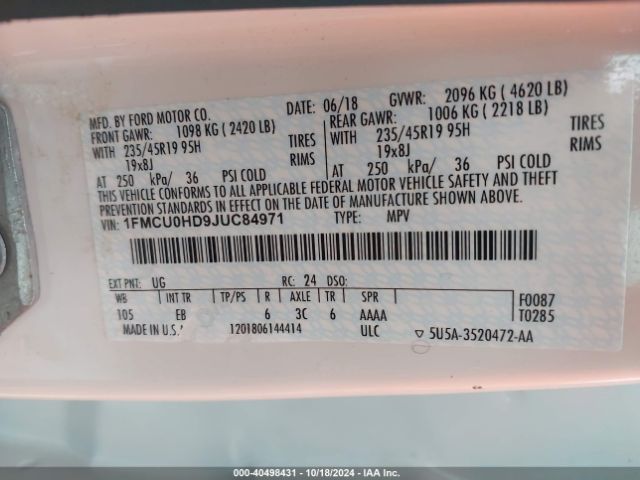 2018 FORD ESCAPE 1FMCU0HD9JUC84971 Photo 8