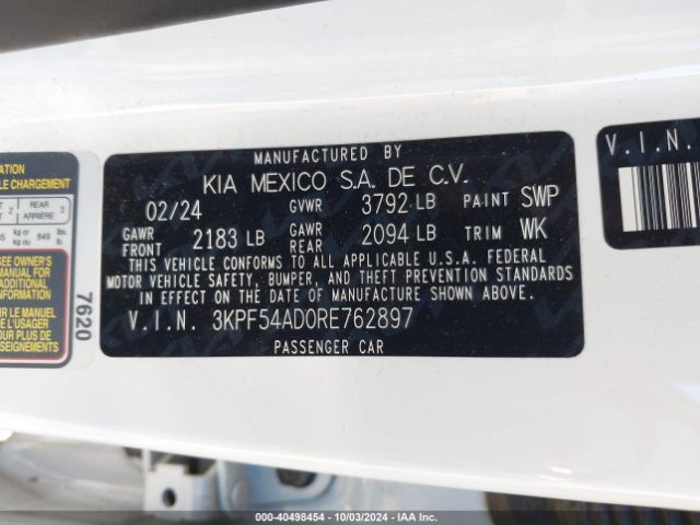 3KPF54AD0RE762897 KIA Forte Gt-line