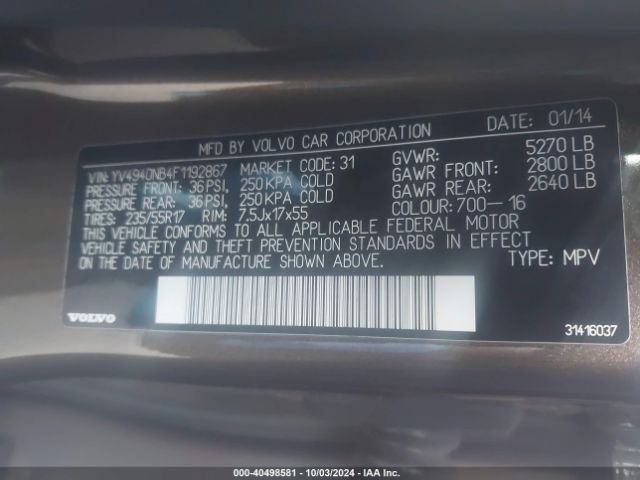 YV4940NB4F1192867 Volvo Xc70 3.2 Premier