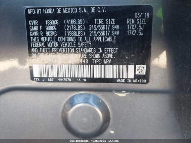 3CZRU6H59JM723448 Honda HR-V EX