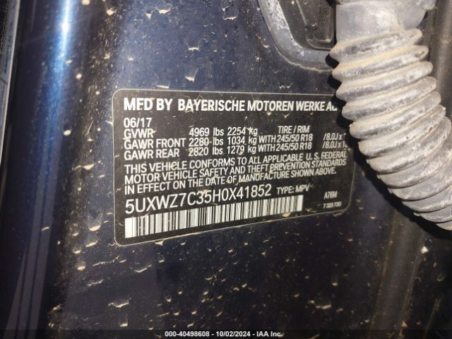 5UXWZ7C35H0X41852 BMW X3 Sdrive28i