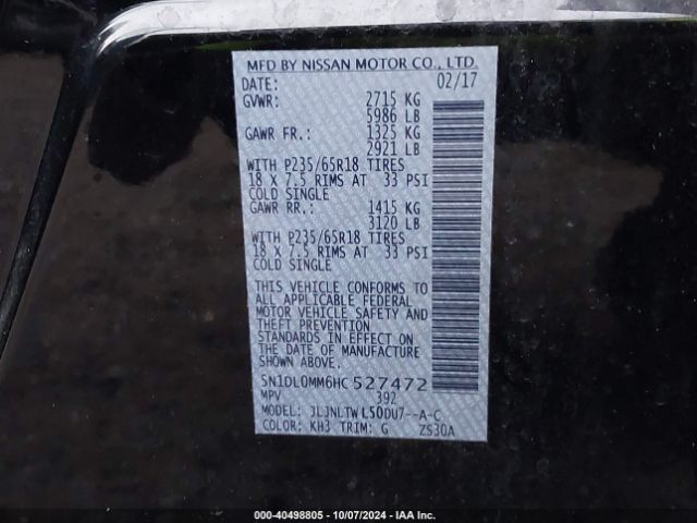 5N1DL0MM6HC527472 Infiniti QX60
