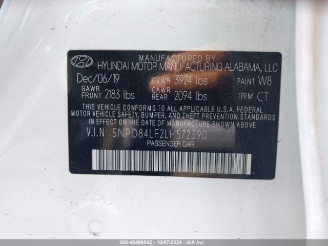 5NPD84LF2LH572390 Hyundai ELANTRA SEL