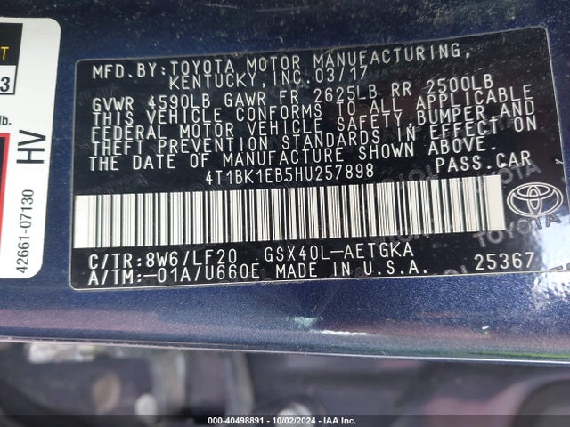 Toyota Avalon 2017 4T1BK1EB5HU257898 Image 9