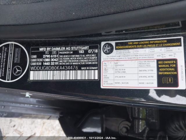 WDDUG8DB0KA434476 Mercedes-Benz S 560