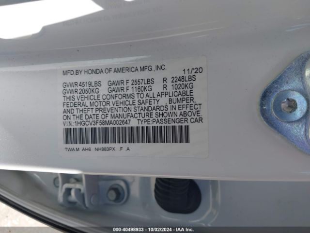 1HGCV3F58MA002647 Honda Accord Hybrid Ex-l