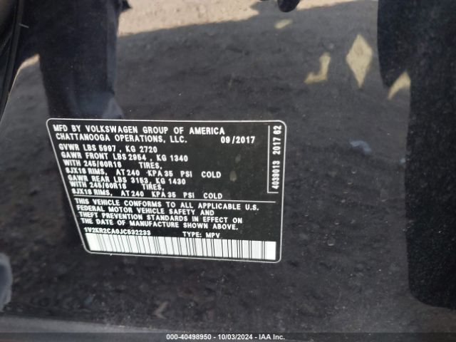 1V2KR2CA0JC532233 Volkswagen Atlas 3.6l V6 Se