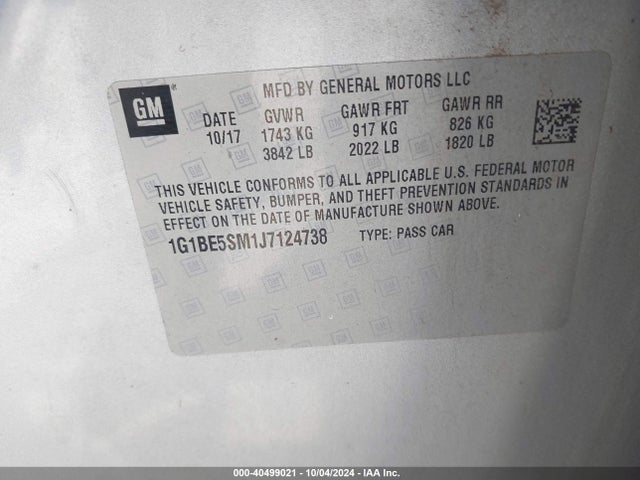 Chevrolet Cruze Lt Auto 2018 1G1BE5SM1J7124738 Image 9