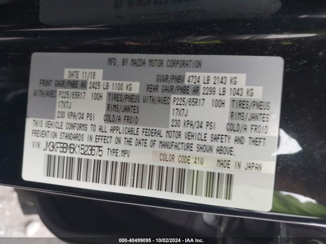 Mazda CX-5 SPORT 2019 JM3KFBBM6K1523675 Image 9