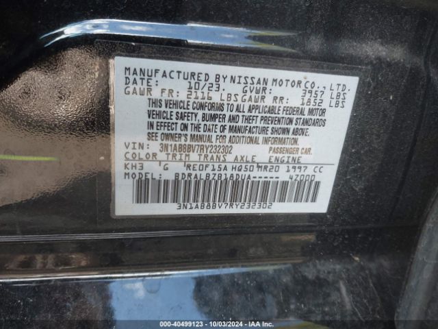 3N1AB8BV7RY232302 Nissan Sentra S Xtronic Cvt