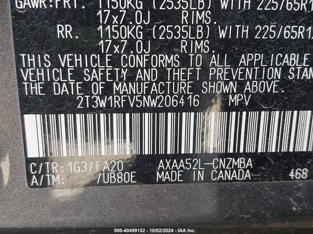 Toyota Rav4 Xle 2022 2T3W1RFV5NW206416 Image 9