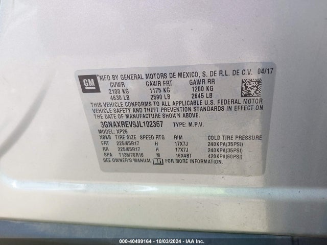 Chevrolet EQUINOX LS 2018 3GNAXREV9JL102367 Image 9