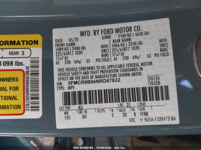 3FMCR9B66NRD67822 Ford Bronco Sport Big Bend