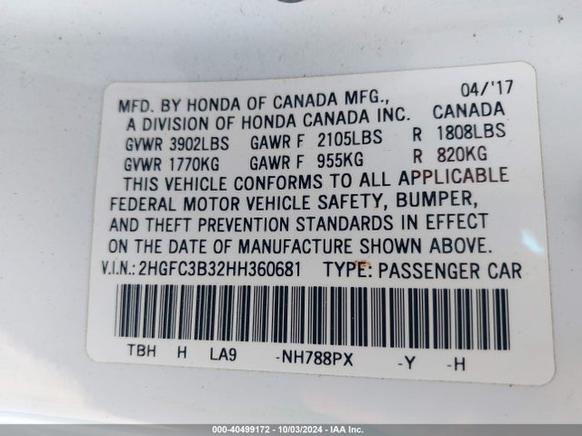 Honda Civic Ex-t 2017 2HGFC3B32HH360681 Image 9