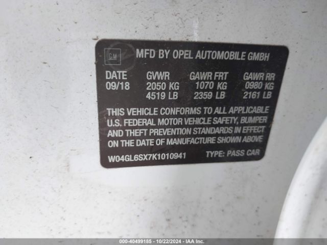 W04GL6SX7K1010941 Buick Regal Sportback Fwd Preferred