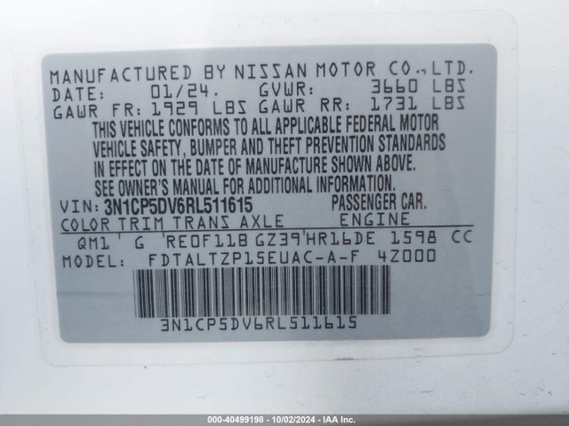 Nissan Kicks Sr Xtronic Cvt 2024 3N1CP5DV6RL511615 Image 9