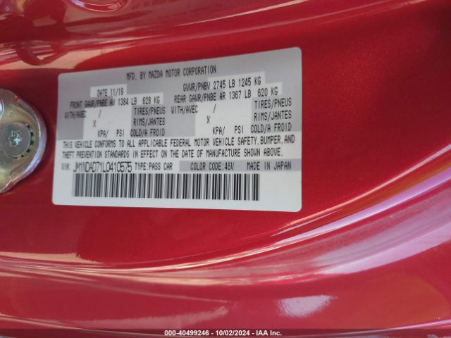JM1NDAD71L0410575 Mazda Mx-5 Miata Grand Touring