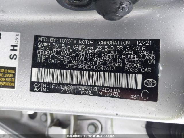 JTDEAMDE0NJ047613 Toyota Corolla Hybrid Le