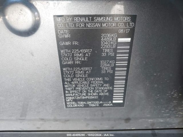 KNMAT2MT8HP618410 Nissan ROGUE SV