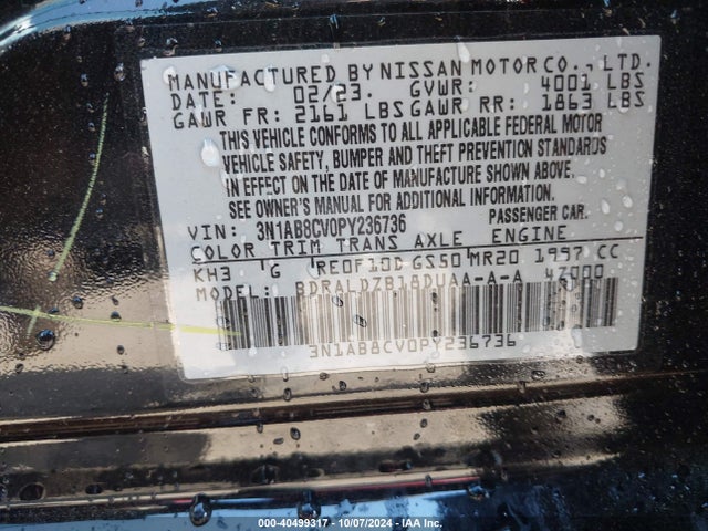 Nissan Sentra Sv Xtronic Cvt 2023 3N1AB8CV0PY236736 Image 9