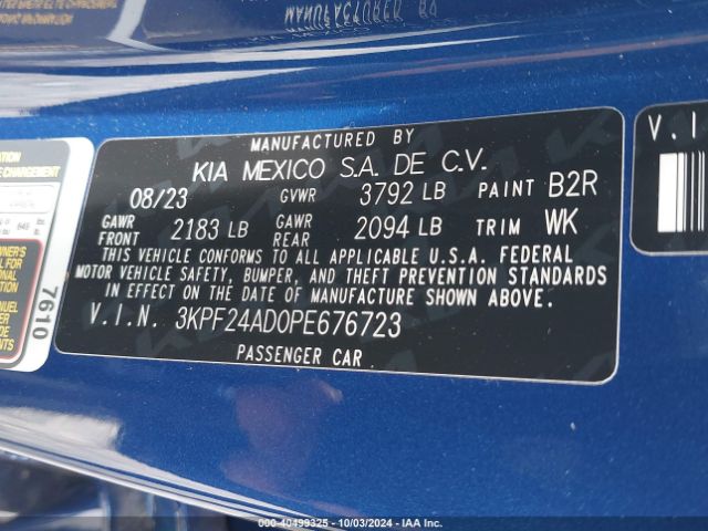 3KPF24AD0PE676723 KIA Forte Lxs