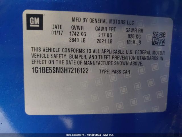 1G1BE5SM3H7216122 Chevrolet Cruze Lt Auto