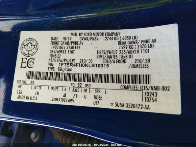1FTER4FH0KLB10015 Ford Ranger Xlt