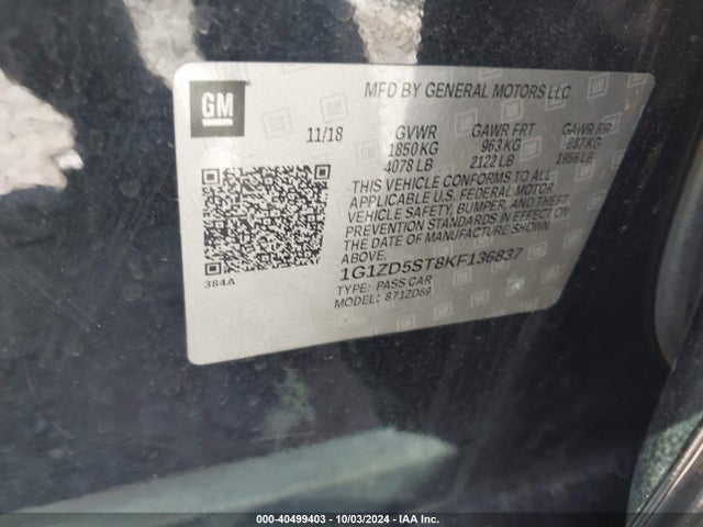 Chevrolet MALIBU LT 2019 1G1ZD5ST8KF136837 Image 9