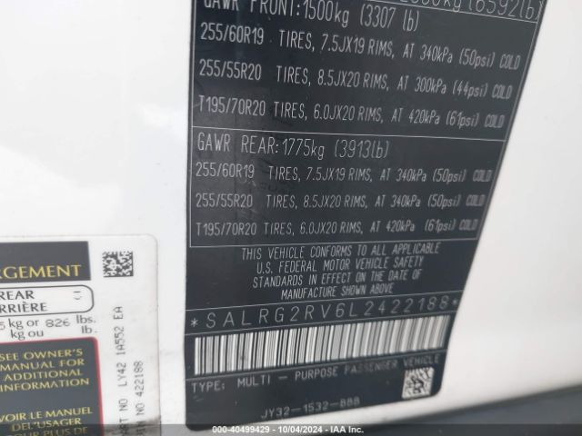 SALRG2RV6L2422188 Land Rover Discovery Se