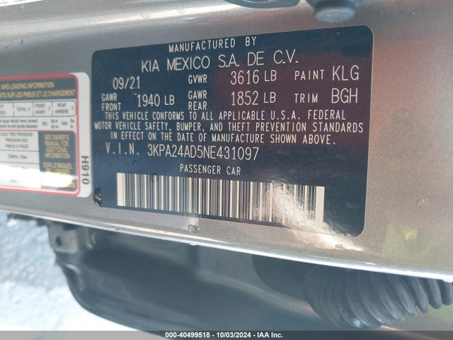 KIA RIO S 2022 3KPA24AD5NE431097 Image 9