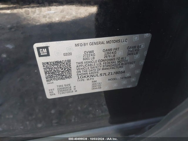 1GKKNULS7LZ178054 GMC Acadia Awd Slt