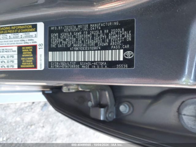 4T1BK1EB3EU109874 Toyota Avalon Xle Touring