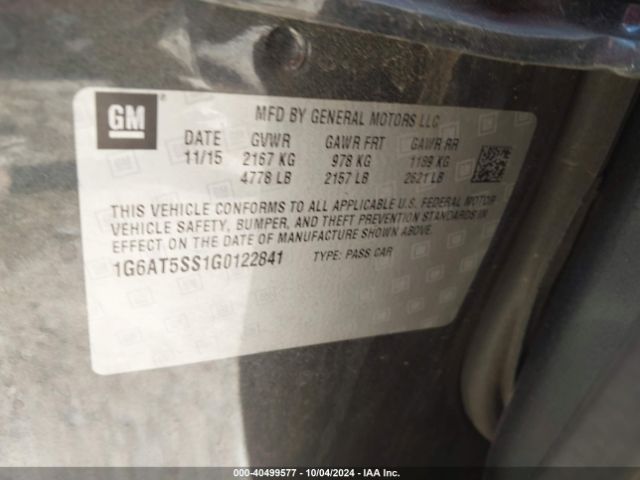1G6AT5SS1G0122841 Cadillac Cts Premium Collection